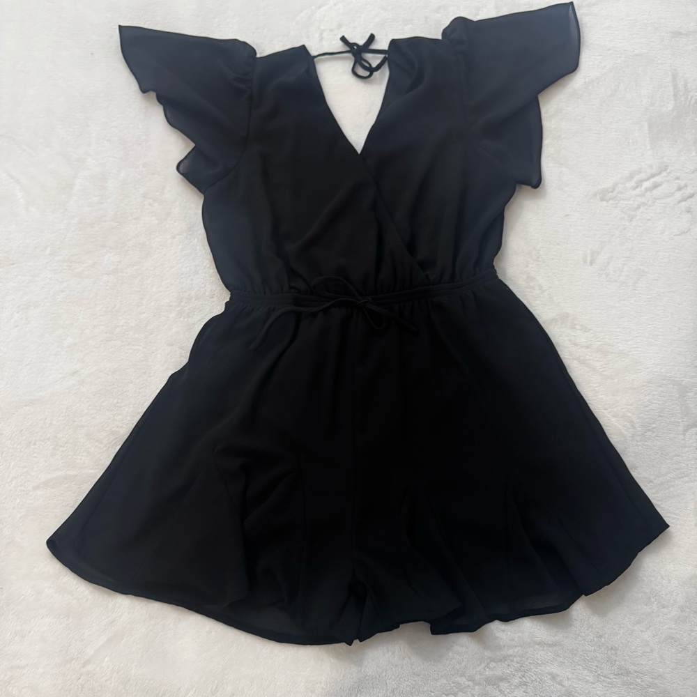 Girls GB Youth Large Black Dressy Short Sleeve  Romper Gianni Bini EUC